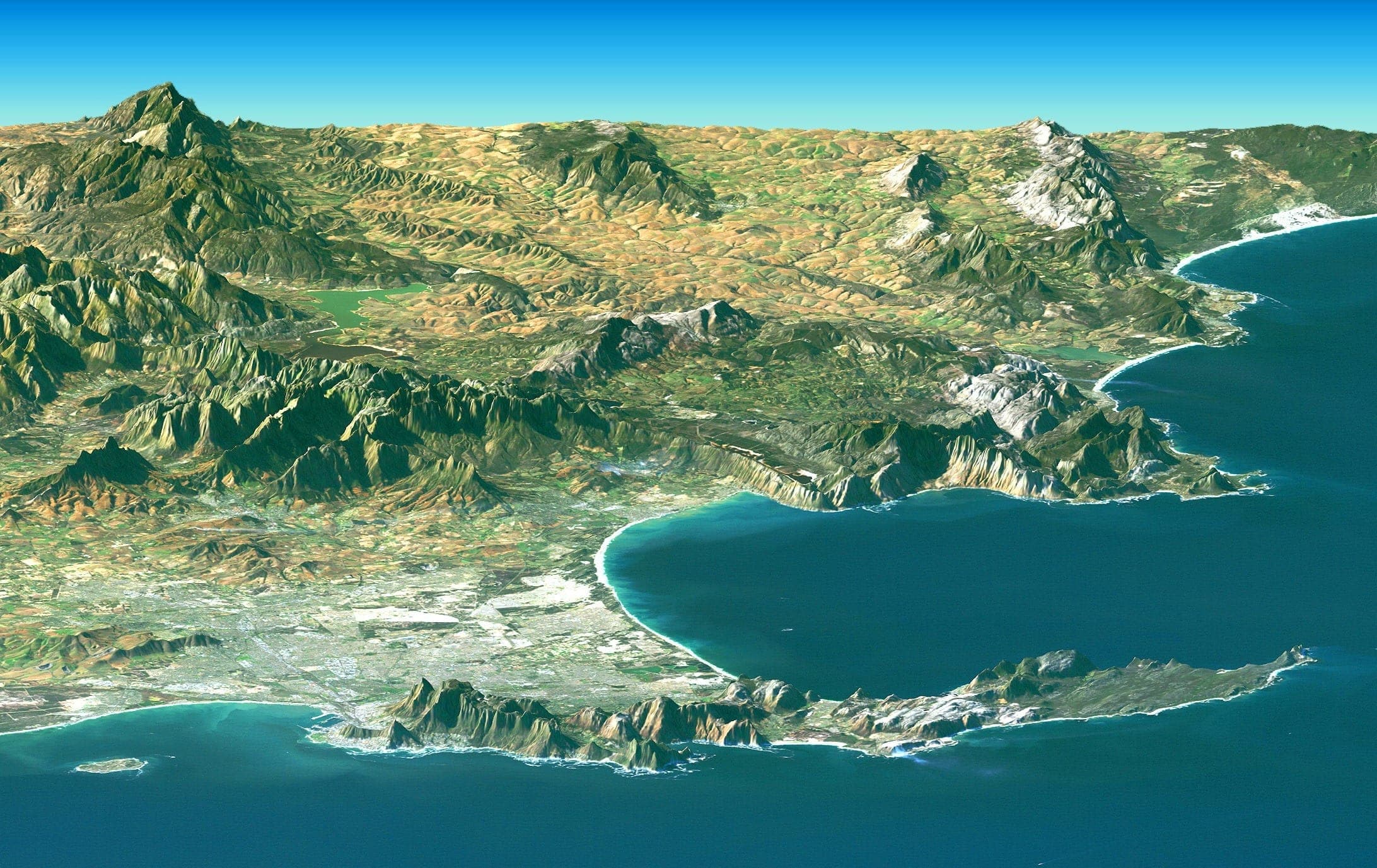 Satellite capture of Cape Town, South Africa, recorded from orbit