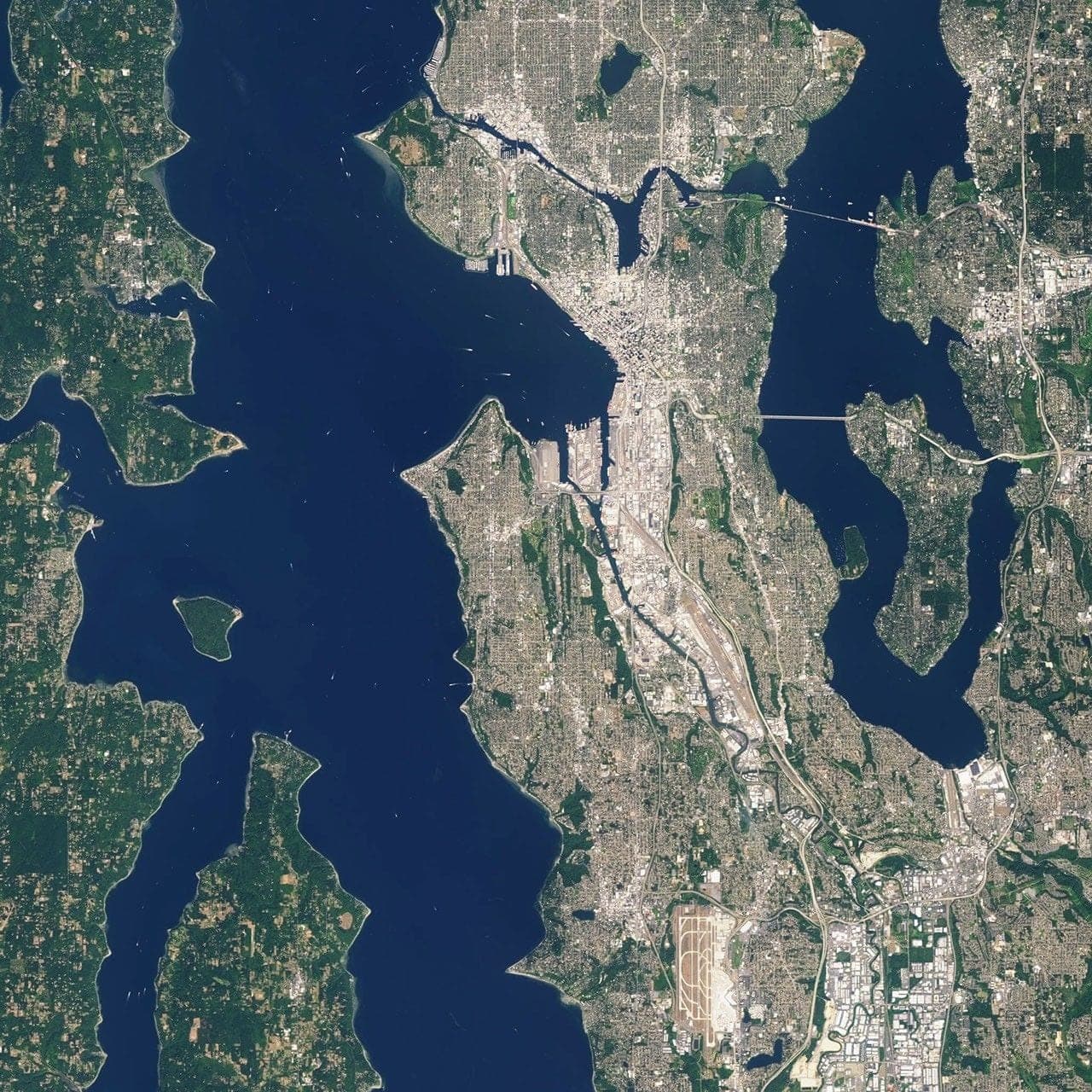 Satellite capture of Seattle, Washington, at the resolution a mission delivers